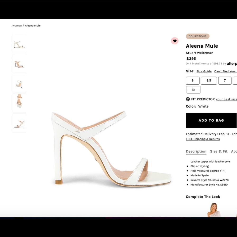 STUART WEITZMAN ALEENA MULE in White. Size 10 NEW IN BOX